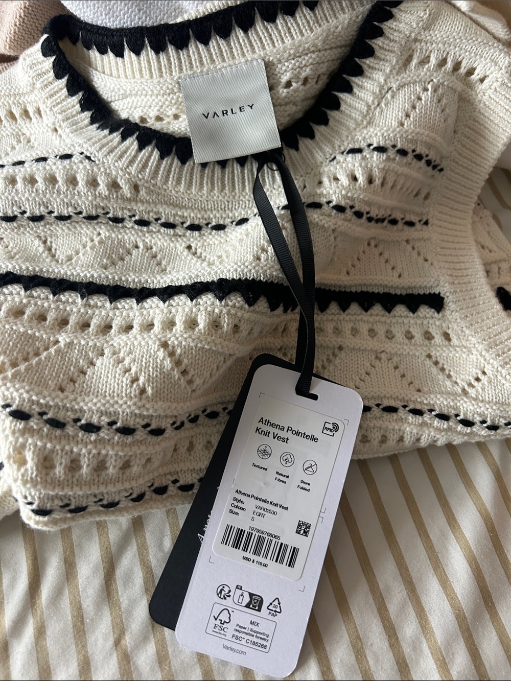 VARLEY ATHENA POINTELLE KNIT SWEATER VEST TOP SIZE S MSRP NWT - Picture 5 of 6